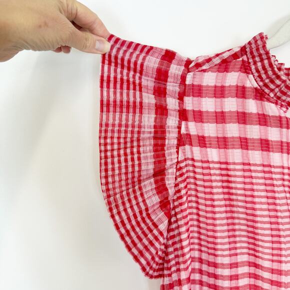 Marie Oliver Bay Mini Dress in Cherry Check Pattern Red & Pink Women's Medium - Picture 5 of 12